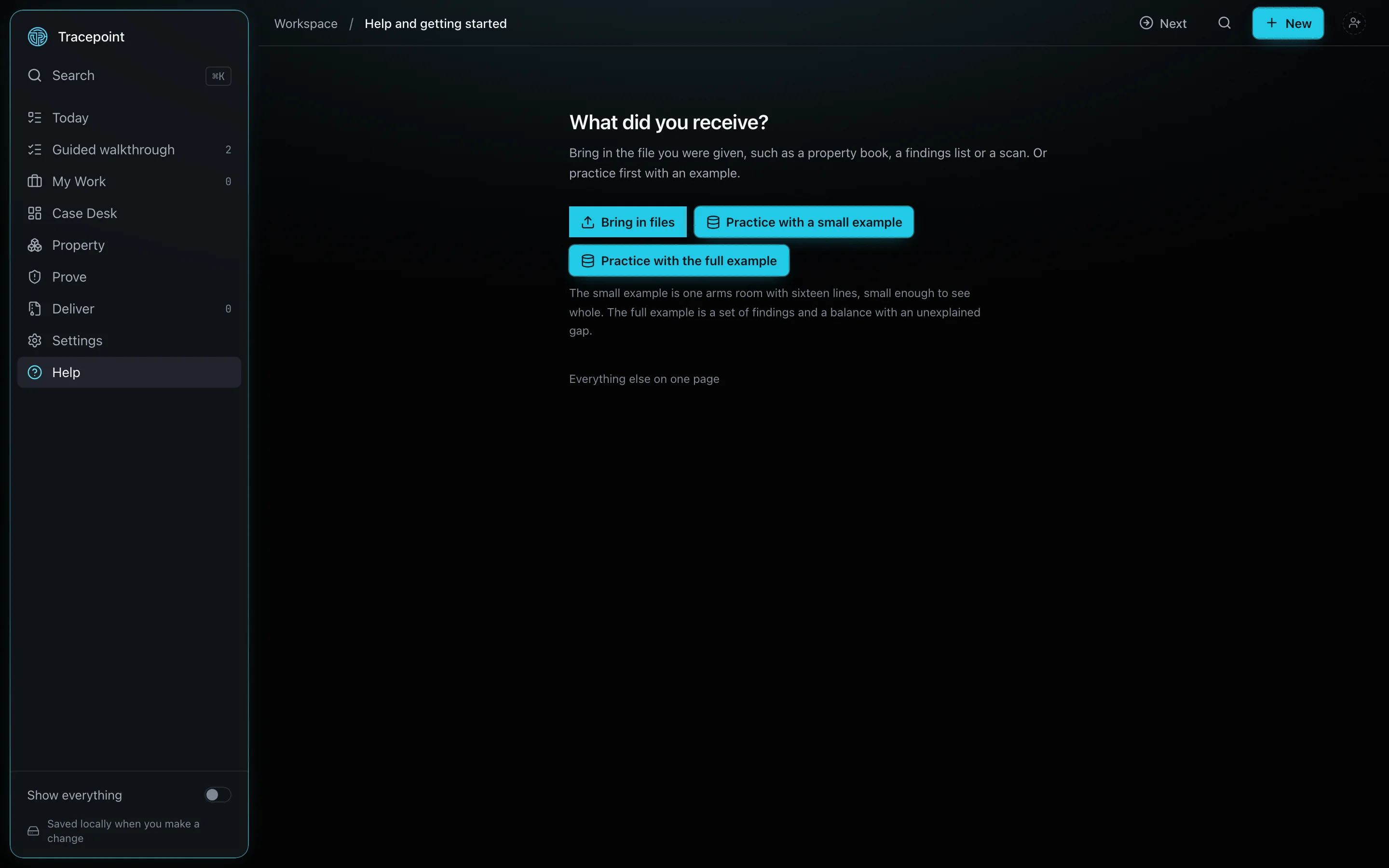 The application as it first opens, asking what you received, with three doors
